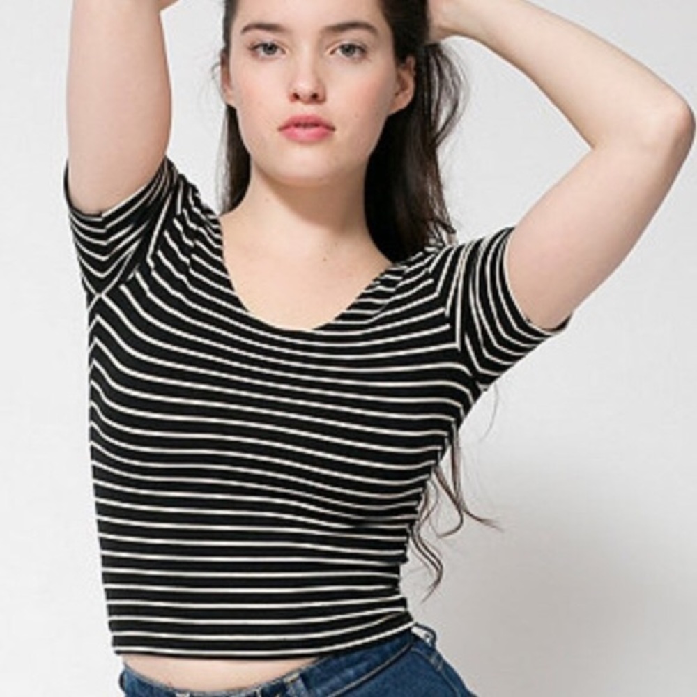 Black and White Striped Crop Top